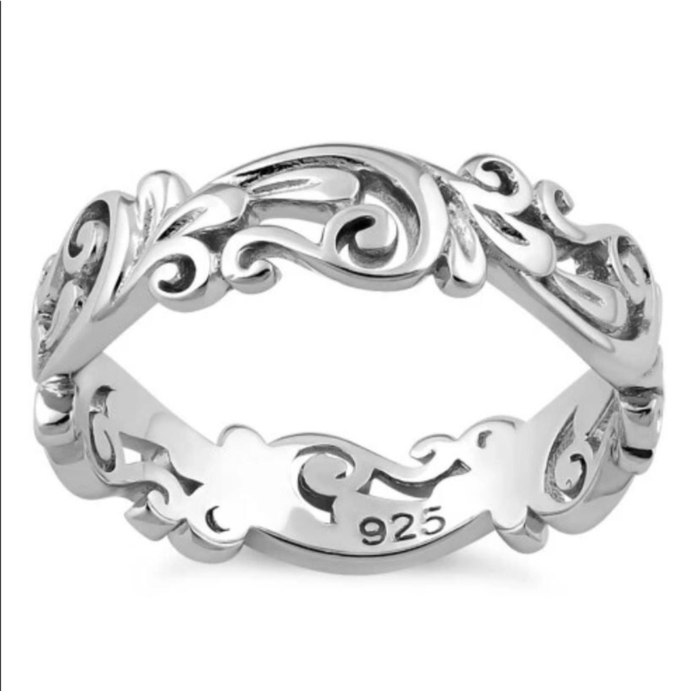 925 STERLING SILVER Open Work Swirls 5.3 (mm) Band Ring Sizes 2-13 - Picture 14 of 16
